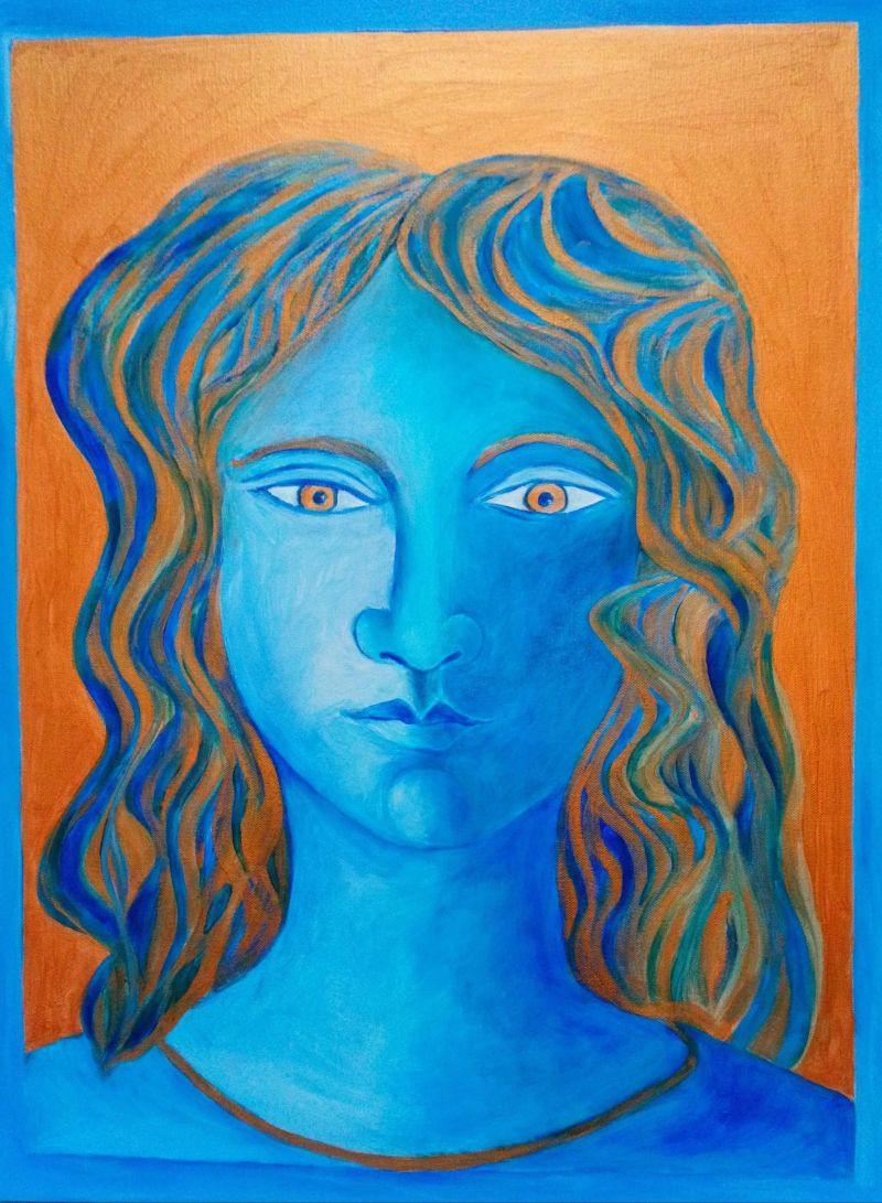 Blue Face With Gold