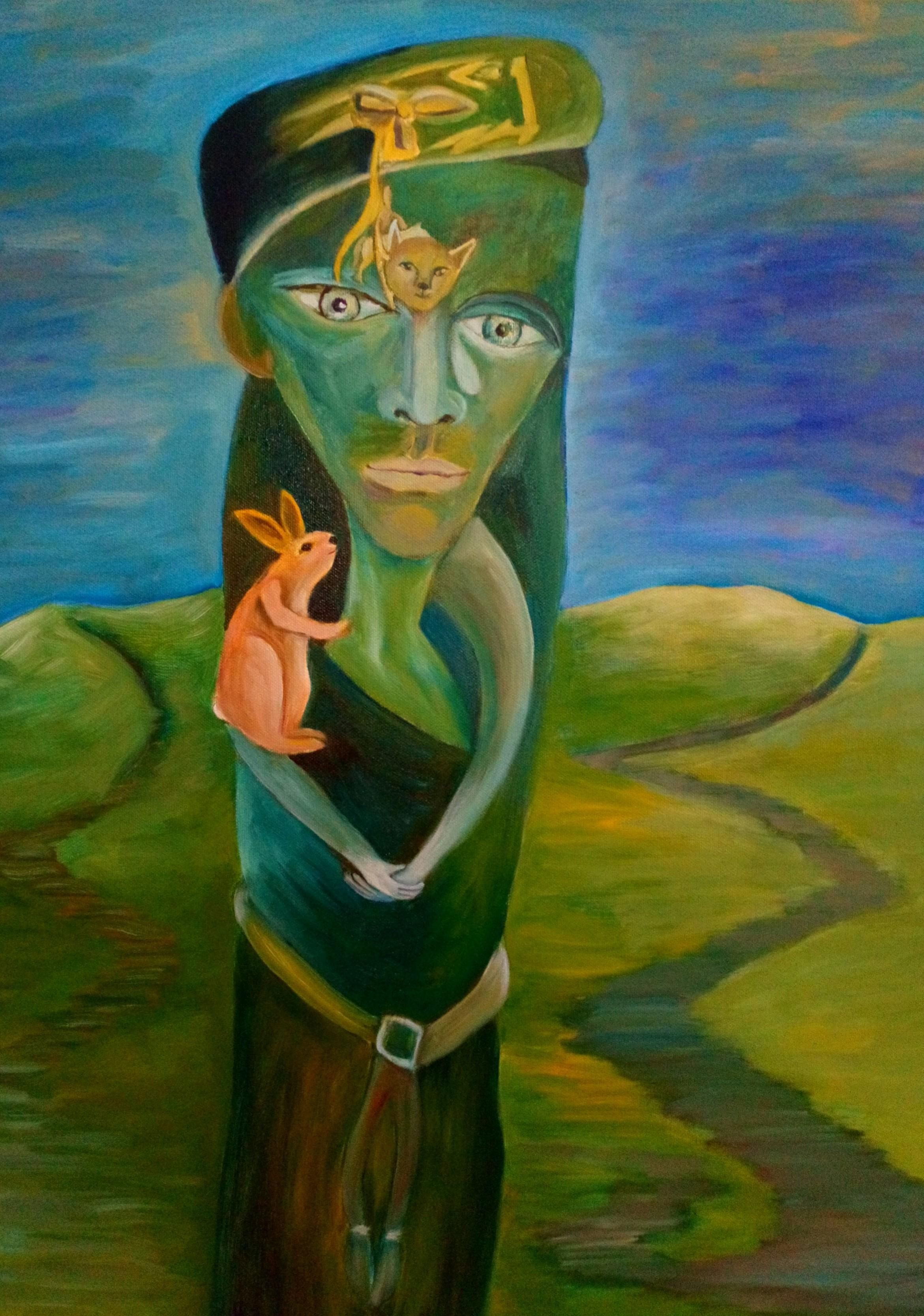 Caleb of Cennen with his Pet Rabbit